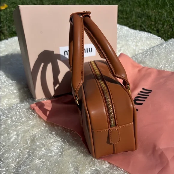 Miu Miu Caramel Leather Mini Bag Cross Body Purse - Picture 4 of 6
